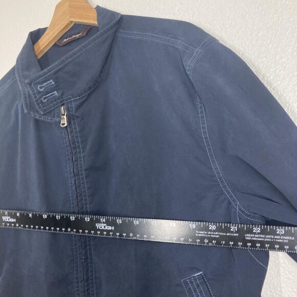Robert Talbott Jacket Mens Medium Navy Blue Bullit II Moto Bomber Cotton - Picture 4 of 16